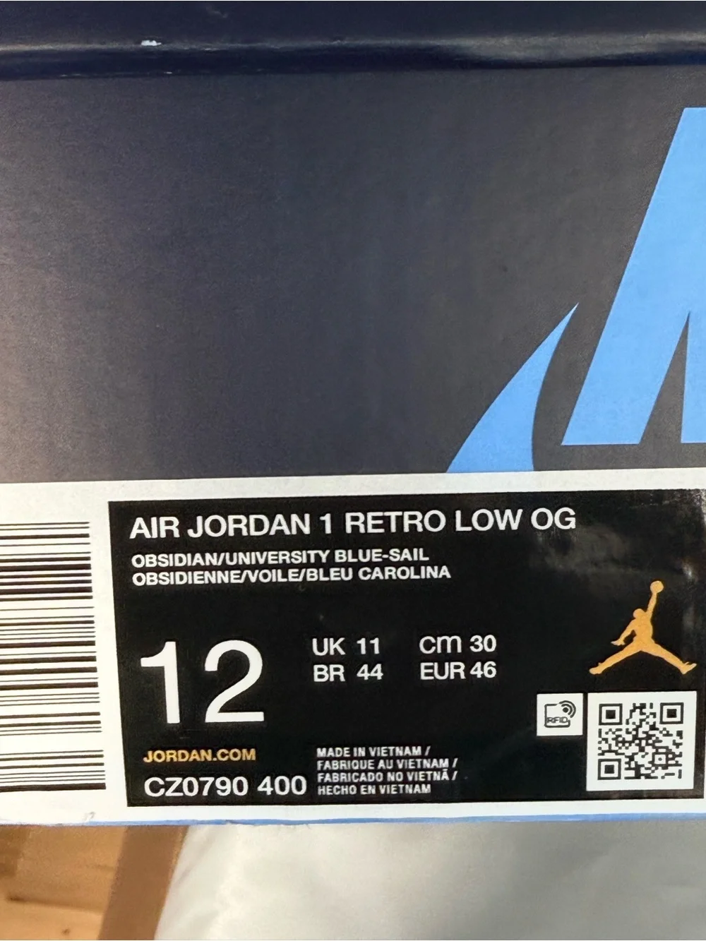 Nike Air Jordan 1 Retro Low OG Obsidian University Blue CZ0790-400 Men’s 12 NIB